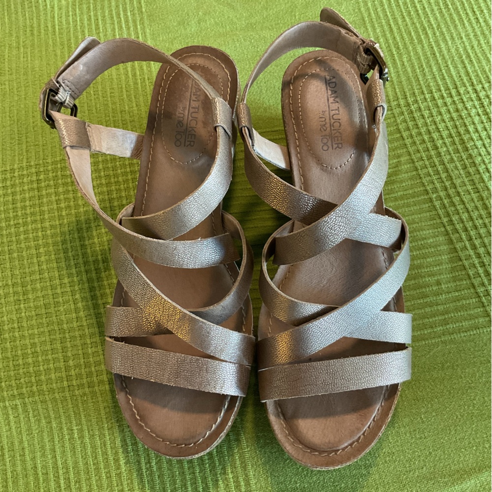 Platinum Strappy Sandals by Adam Tucker for Me Too.  Like new!